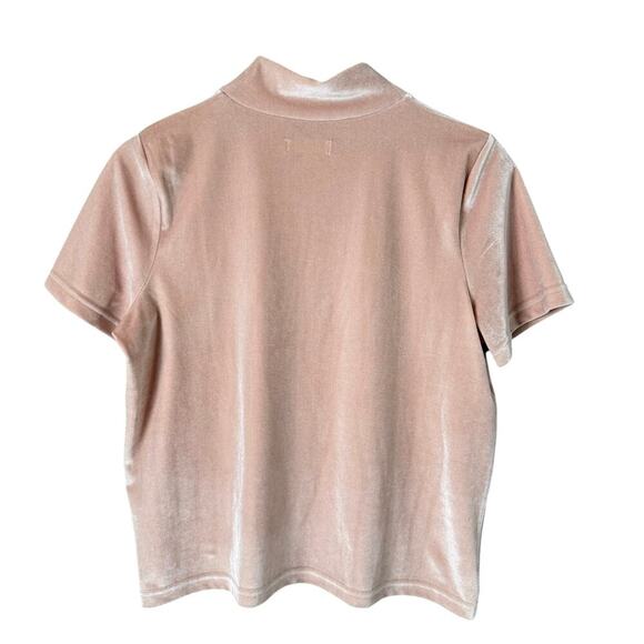 Madewell Velvet Mockneck Short Sleeve Tee Top in Avalon Pink Blush, Size‎ Medium - Picture 7 of 8